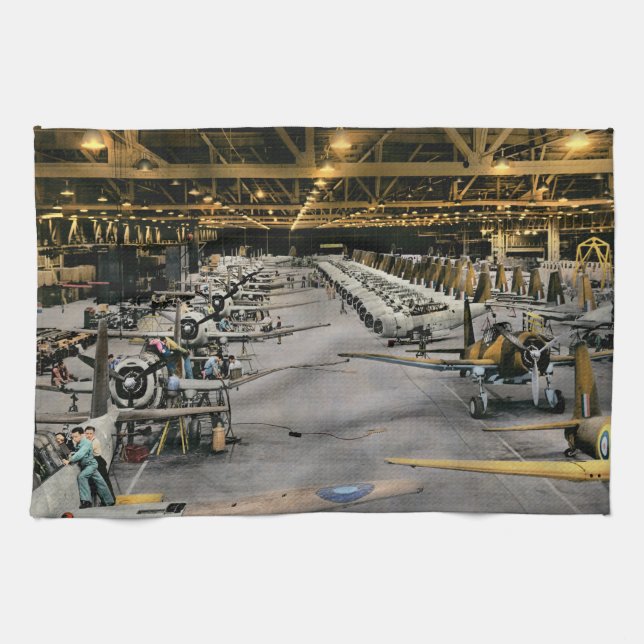 Flugzeug - Die schnellste Produktionslinie der Wel Geschirrtuch (Horizontal)