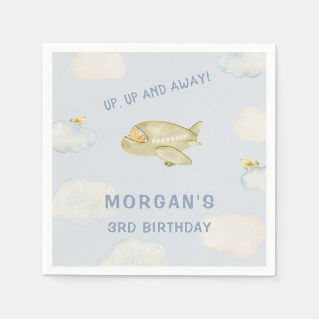 Flugzeug Eichhörnchen Geburtstag Serviette (Vorderseite)