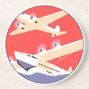 Flugzeug Flug Vintage WPA Farbige Getränkeuntersetzer