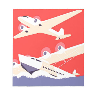 Flugzeug Flug Vintage WPA Farbige Notizblock