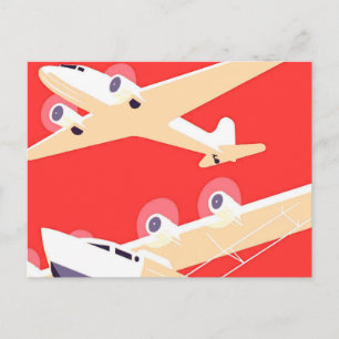 Flugzeug Flug Vintage WPA Farbige Postkarte
