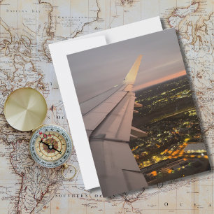 Flugzeug Flügel Foto Sunrise Horizont Luftfahrt Postkarte