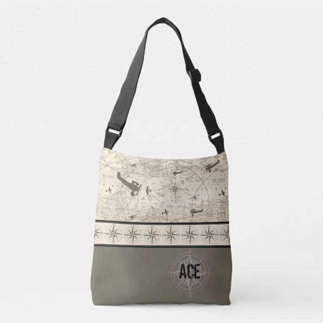 Flugzeug-Flugweg Tragetaschen Mit Langen Trägern (Vorderseite)