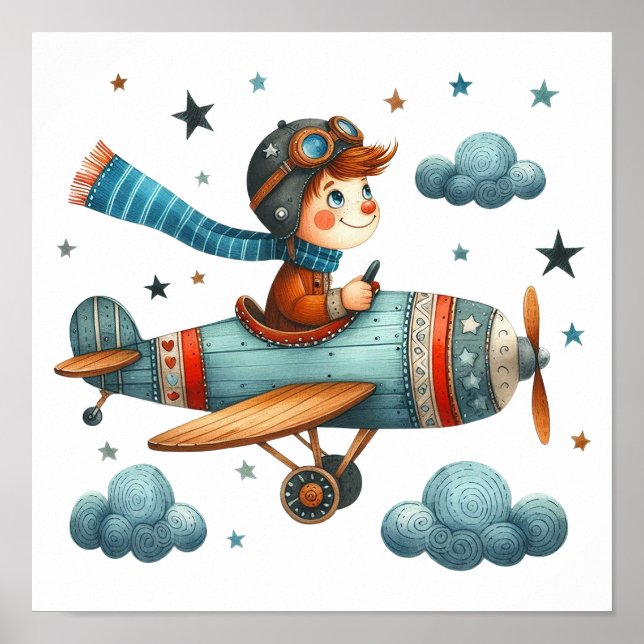 Flugzeug für Propeller mit Kinderfliege - Art des  Poster (Vorne)