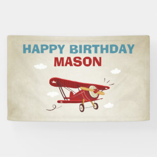 Flugzeug Geburtstag Banner Reiseabenteuer Vintag