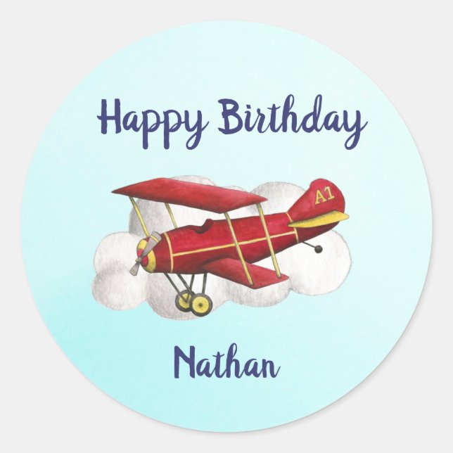 Flugzeug Geburtstag Danke, Stickers (Vorderseite)