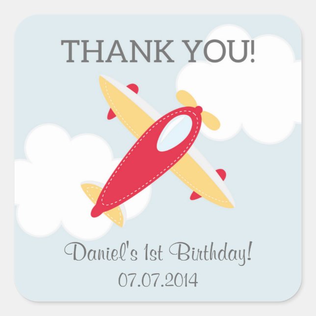 Flugzeug Geburtstag Danke, Stickers (Vorderseite)