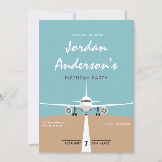 Flugzeug-Geburtstag Einladung (Vorderseite)