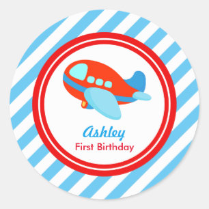 Flugzeug-Geburtstags-Baby-Party Runder Aufkleber