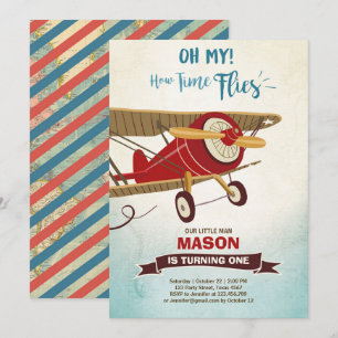 Flugzeug-Geburtstags-Einladungs-Zeit fliegt Einladung