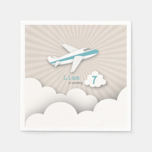 Flugzeug-Geburtstags-Party - Blau Serviette