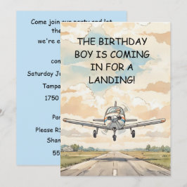 Flugzeug Geburtstagsjungen Party Digital-Download Einladung