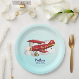 Flugzeug Geburtstagspapier Plakat, Fliegen von vor Pappteller