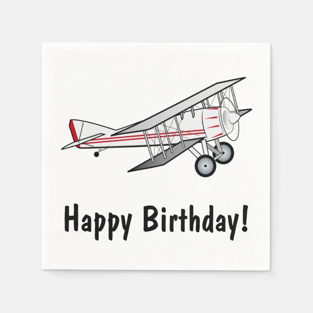 Flugzeug glücklich Geburtstag Serviette (Vorderseite)