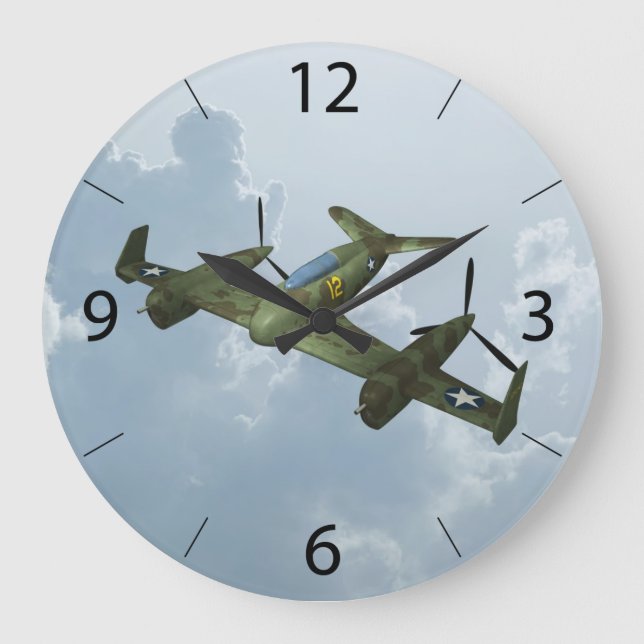 Flugzeug Große Wanduhr (Vorderseite)