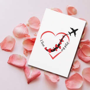 Flugzeug Herz Ich liebe meinen Piloten Valentinsta Feiertagskarte