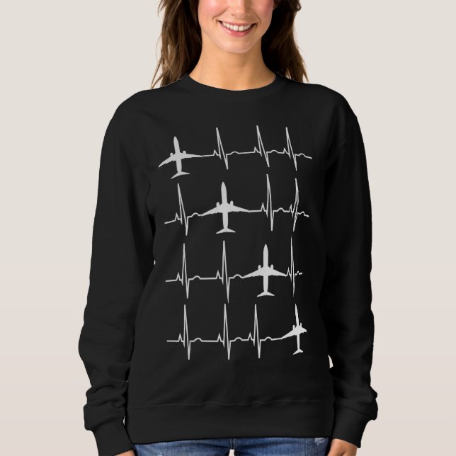 Flugzeug-Herzschlag-Pilot Cooler Aviator Sweatshirt (Vorderseite)