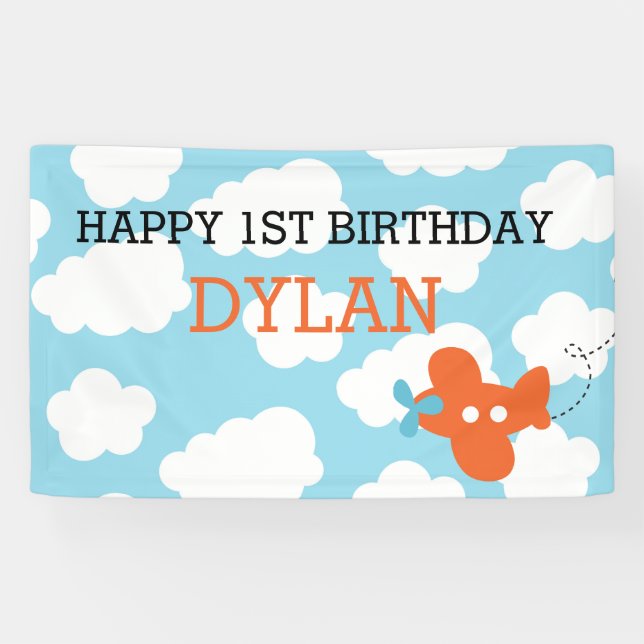 Flugzeug-Hintergrund/Fahne (blau u. orange) Banner (Horizontal)