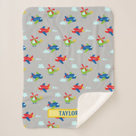 Flugzeug, Hubschrauber und Clouds, Kunstwerk Grau, Sherpadecke