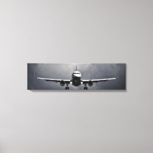 Flugzeug im Flug mit Wolken Panorama-Leinwand Leinwanddruck