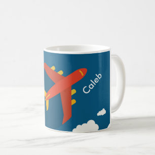 Flugzeug im Himmel-Jungen-Piloten personalisiert Kaffeetasse