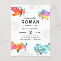 Flugzeug in Aquarellen Wolken Sky Kid Flugzeug Geb