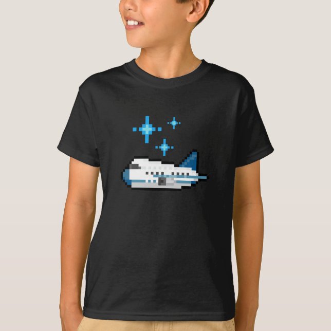 Flugzeug in Sky, Niedliche, Coole Pixel Art T-Shirt (Vorderseite)