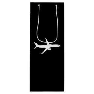 Flugzeug JetLiner Weiße Silhouette Flying Geschenktüte Für Weinflaschen