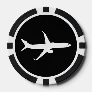 Flugzeug JetLiner Weiße Silhouette Flying Pokerchips