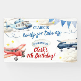 Flugzeug Junge 4. Geburtstag großes Banner