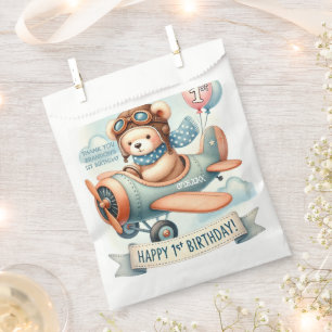 Flugzeug Junge Bär 1. Geburtstagsfeier Geschenktütchen