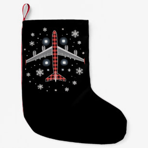 Flugzeug Kariert Weihnachten Pilot Kleiner Weihnachtsstrumpf