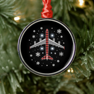 Flugzeug Kariert Weihnachten Pilot Ornament Aus Metall