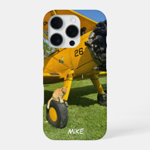 Flugzeug & Katze Foto Luftfahrt Monogramm Stylisch iPhone 16 Pro Hülle