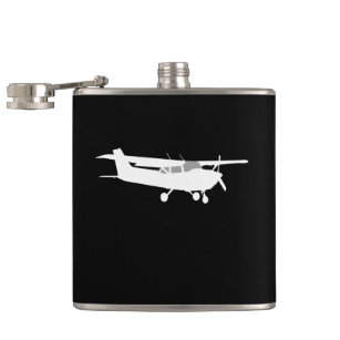 Flugzeug-klassisches Cessna-Silhouette-Fliegen auf Flachmann
