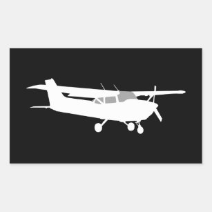 Flugzeug-klassisches Cessna-Silhouette-Fliegen auf Rechteckiger Aufkleber