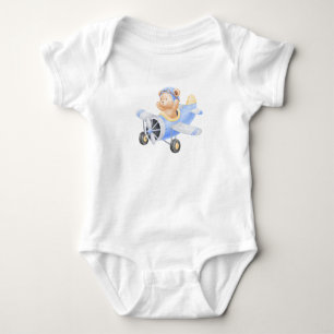 Flugzeug mit Bärenantrieb Baby Strampler