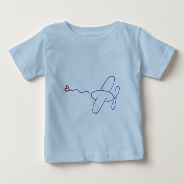Flugzeug mit Herz Baby T-shirt (Vorderseite)