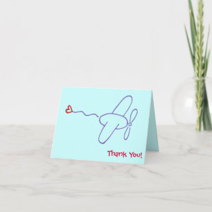 Flugzeug mit Herz Danke-Schön-Notiz Dankeskarte
