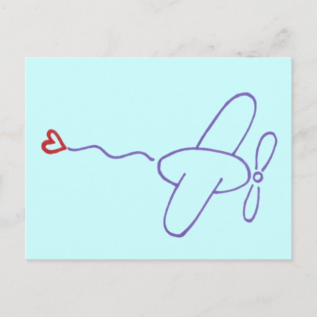 Flugzeug mit Herz Postkarte (Vorderseite)
