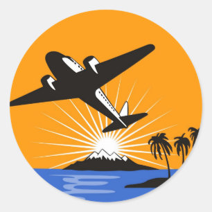 Flugzeug mit Propeller-Flugzeug Runder Aufkleber