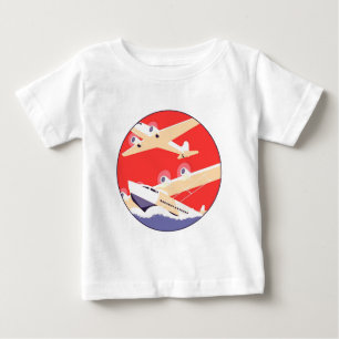 Flugzeug mit Vintagem WPA farbenfroh Baby T-shirt
