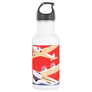 Flugzeug mit Vintagem WPA farbenfroh Edelstahlflasche