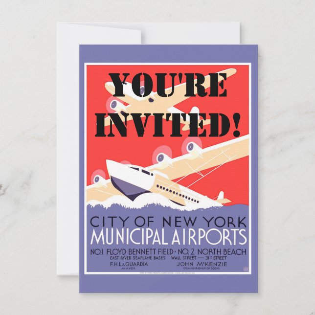 Flugzeug mit Vintagem WPA farbenfroh Einladung (Vorderseite)