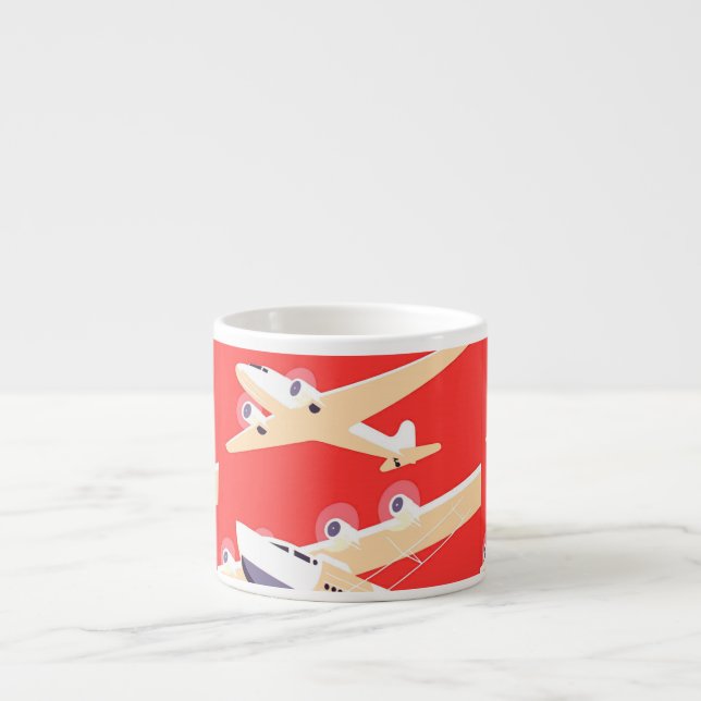 Flugzeug mit Vintagem WPA farbenfroh Espressotasse (Vorderseite)