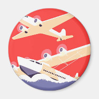 Flugzeug mit Vintagem WPA farbenfroh