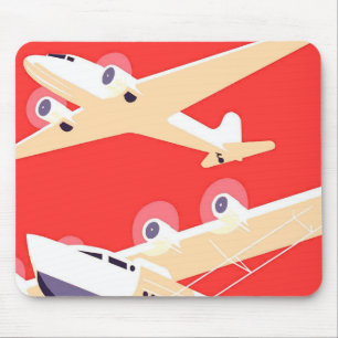 Flugzeug mit Vintagem WPA farbenfroh Mousepad