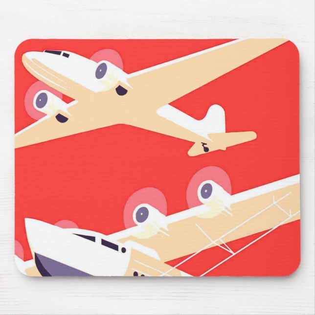 Flugzeug mit Vintagem WPA farbenfroh Mousepad (Vorne)