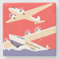 Flugzeug mit Vintagem WPA farbenfroh