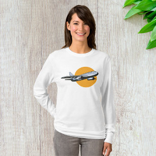 Flugzeug mit weiblichen Langschlauch T-Shirt